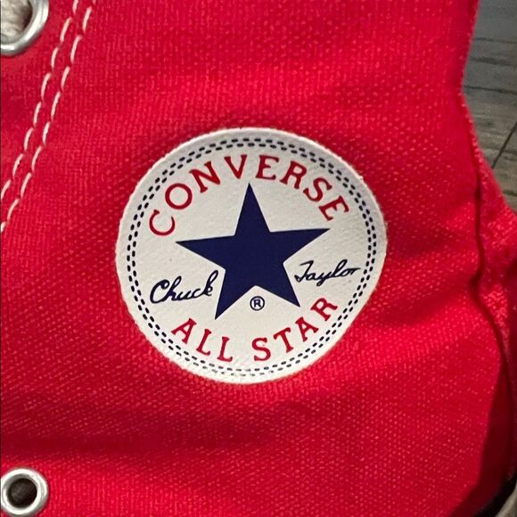 Converse Classic Red High-Tops with White Accents - Picture 2 of 8